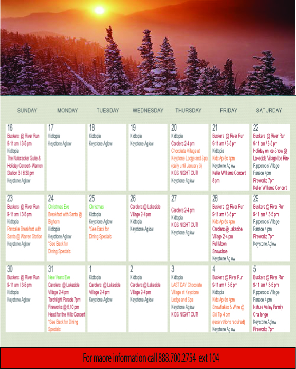 Keystone Holiday Calendar of Events Rocky Mountain Resort Management™